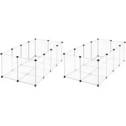 SONGMICS 2er Set XL Freigehege Mit Bodenplatten Weiß