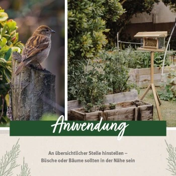 Aniforte Wild Futterhaus Mit Standfuß Für Wildvögel + 200g Futter 4 Aniforte Wild Futterhaus Mit Standfuß Für Wildvögel + 200g Futter – Bild 2
