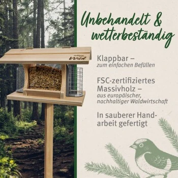 Aniforte Wild Futterhaus Mit Standfuß Für Wildvögel + 200g Futter 6 Aniforte Wild Futterhaus Mit Standfuß Für Wildvögel + 200g Futter – Bild 4